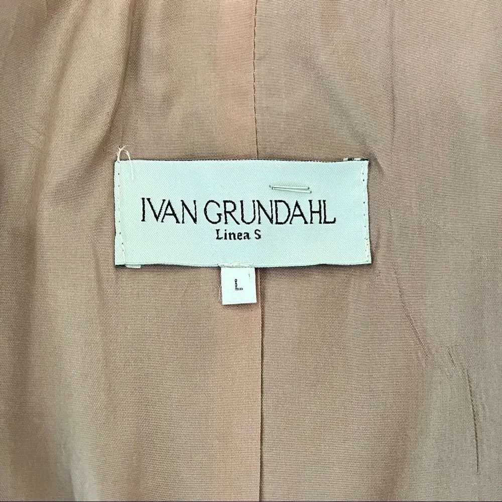 Ivan Grundahl Linea S Sheen Taupe Grey Double Breated Tailored Suit Blazer Large